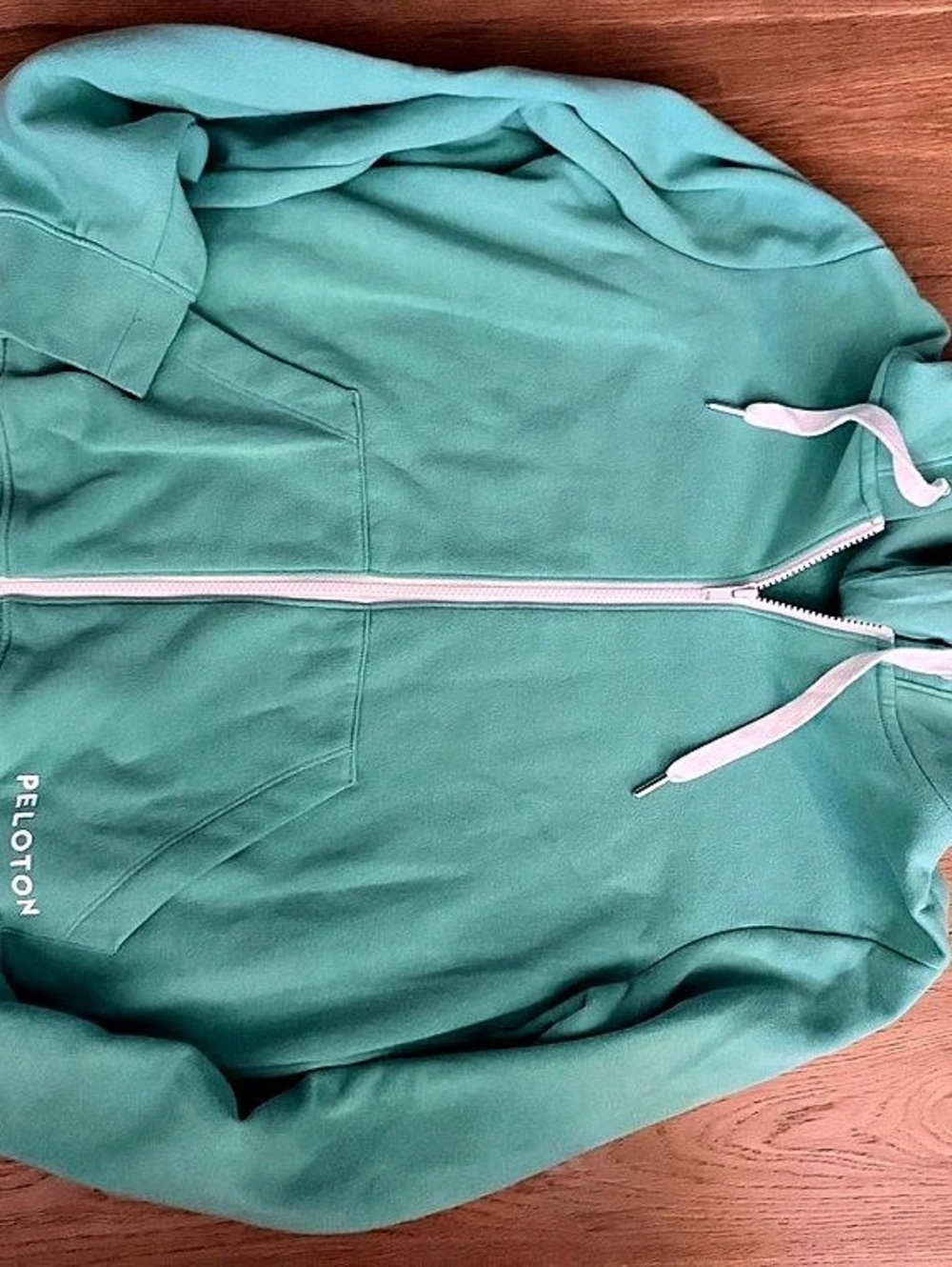 Peloton Full Zip Graphic Logo Hoodie in Green Large